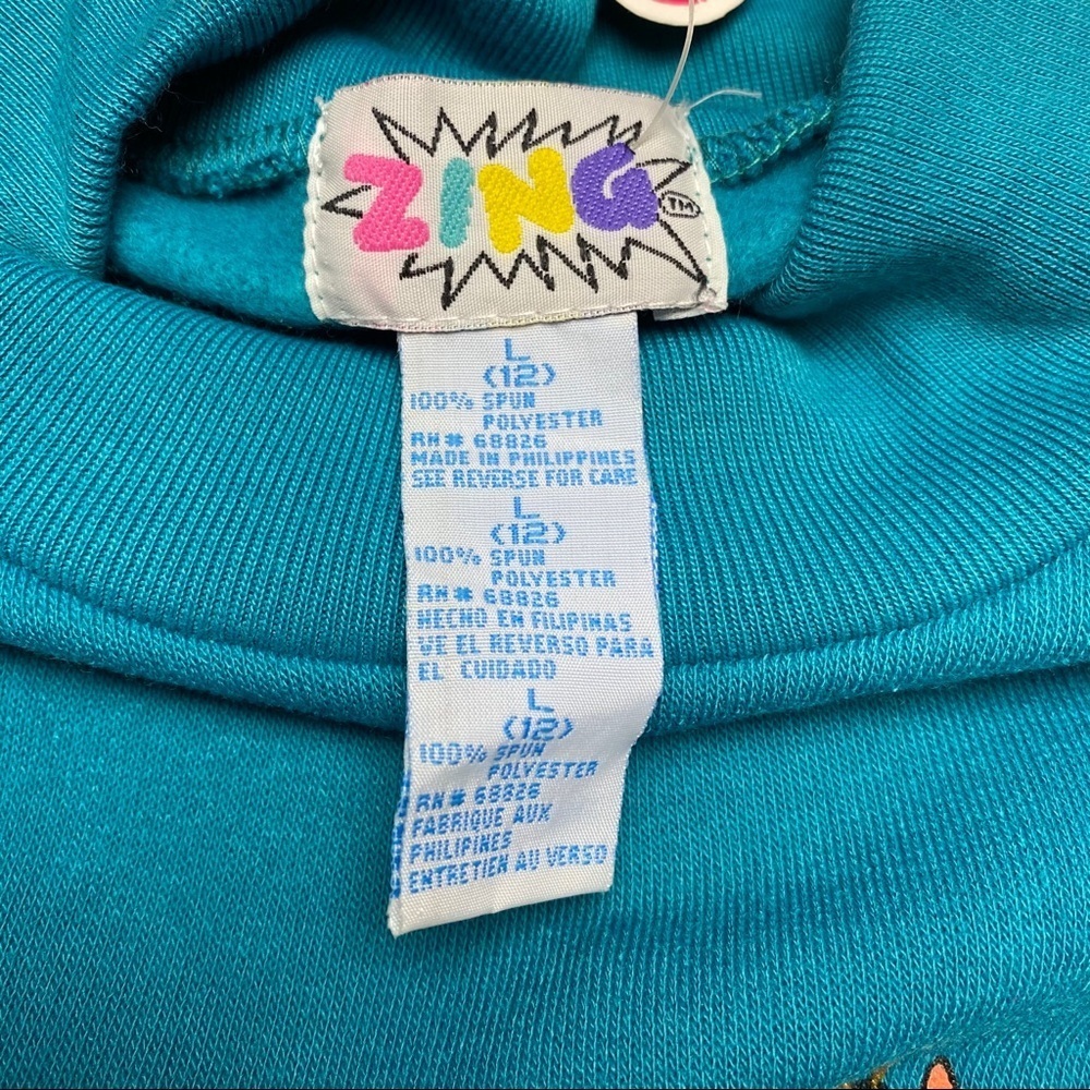 Vintage Zing Blue Butterfly Sweat Suit Girls 12 - Picture 5 of 8